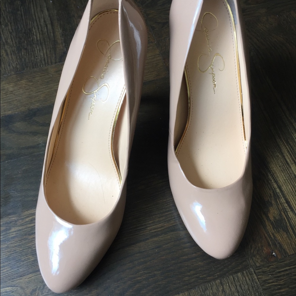 Jessica Simpson patent nude heels